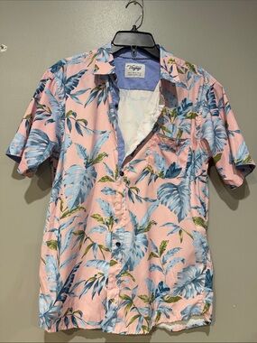 Voyage Pink Tropical Leaf Short-Sleeve Button-Down Shirt